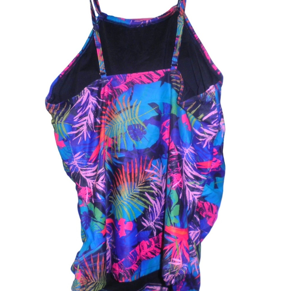 Tempt Me Two Piece High Neck Tankini Swimsuit Tummy Control Top, L (12-14)