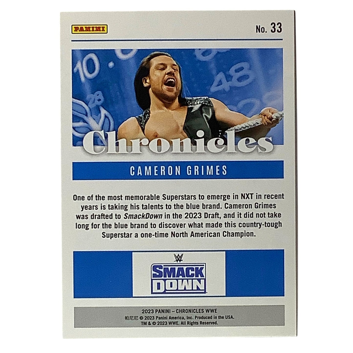 Cameron Grimes, WWE, Card 33, 2023 Panini - Chronicles WWE Collectors Card, NM+