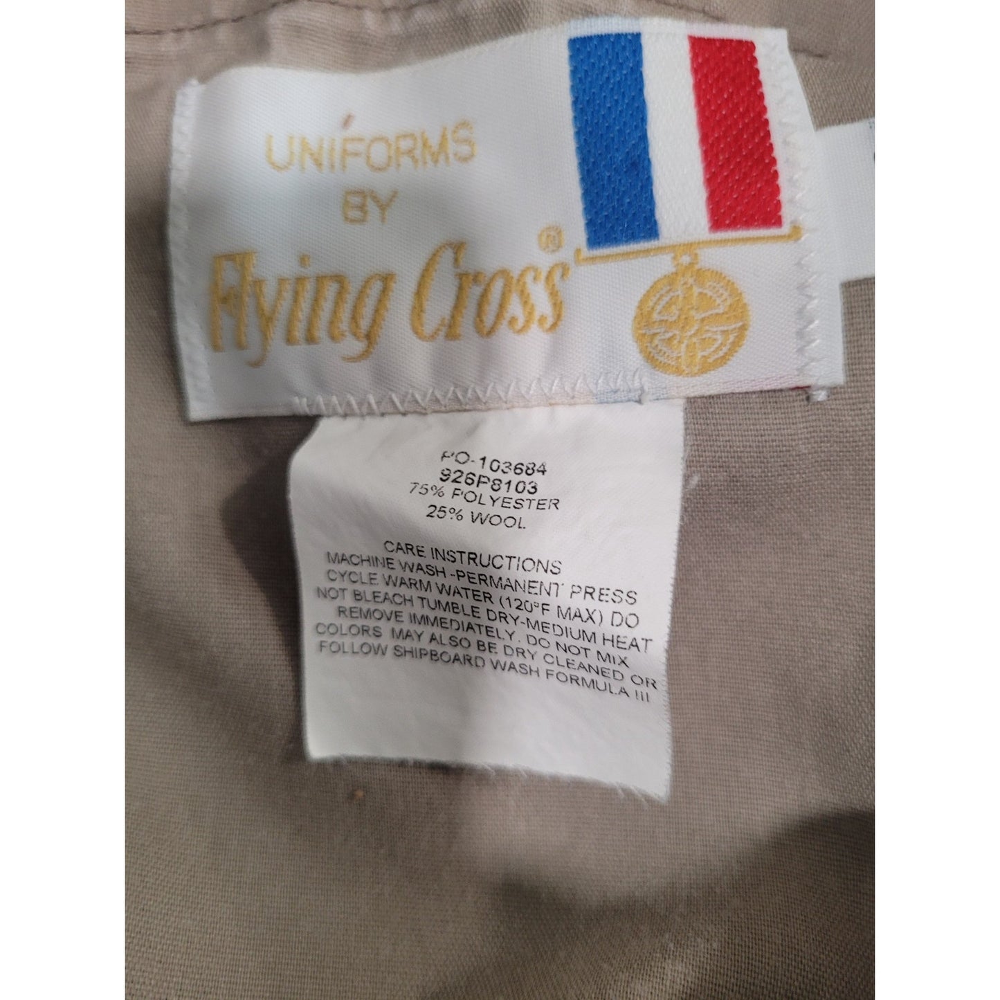 Flying Cross Uniform Trousers - Size 28S - 75/25 Poly-Wool Blend - Tan