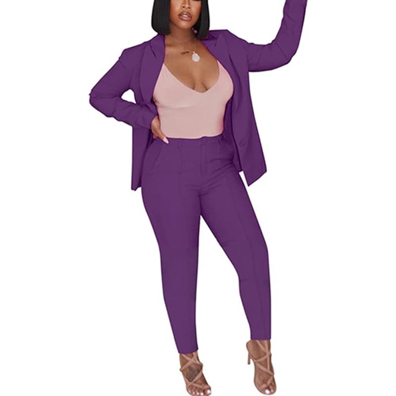 Women's 2 Piece Outfit Deep V, L/S, Blazer (43 Bust) & Pants (31W, 41H, & 30L)