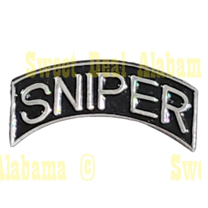Army "SNIPER" Hat, Lapel or Brooch Novelty Collectors Pin 1-1/4"W x 5/8"H