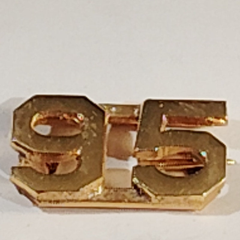 Early/Mid 1900s Brass C-Clasp "95" Collar Devices 3/8"H Hat / Lapel Pins Set