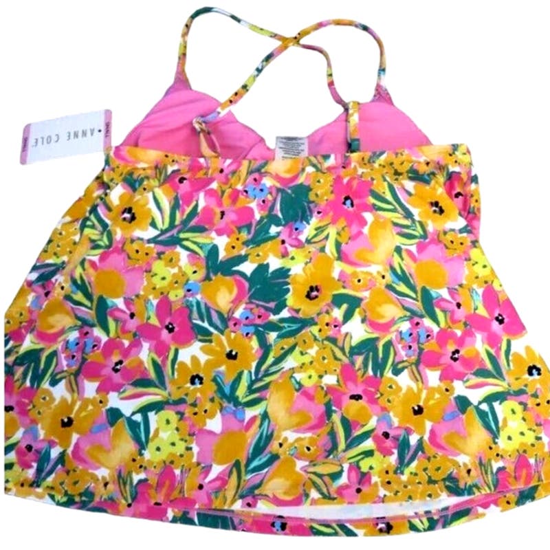 Anne Cole LTD Edition XS Swim Pullover Triangle Tankini Top (Sunshine Floral)