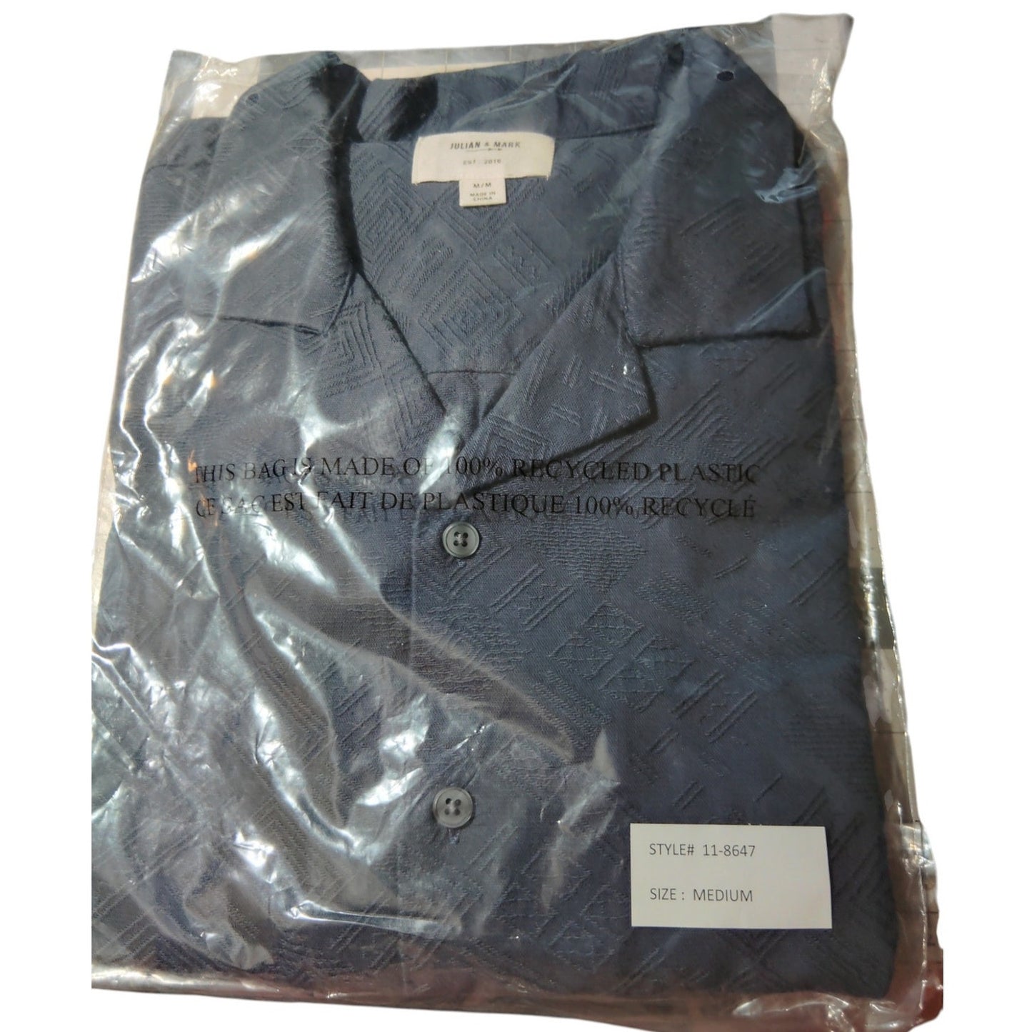 Julian & Mark Tonal Jacquard SS Camp Med. Cotton Shirt – Slate | Button-Down