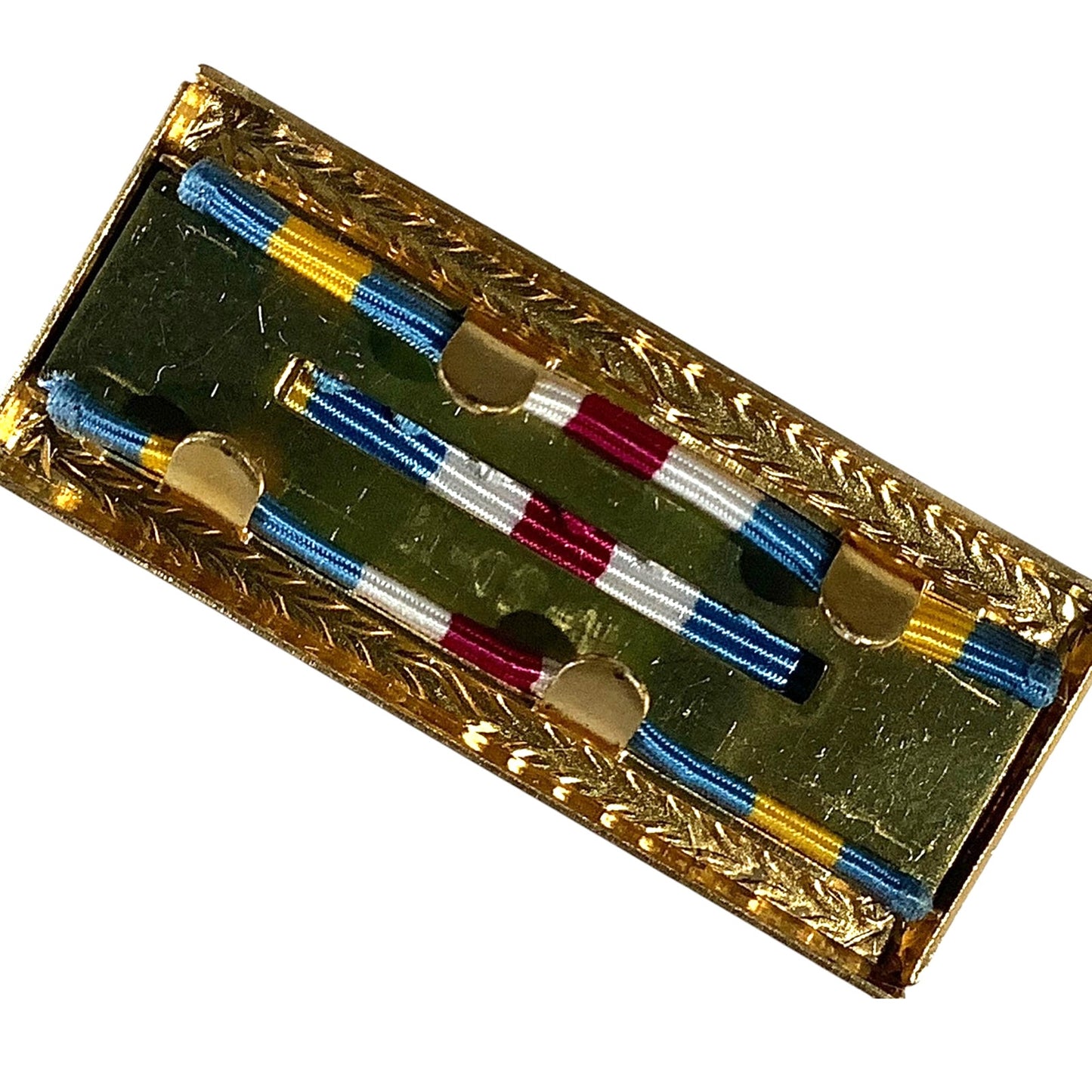 Joint Meritorious Unit Award Ribbon in Small Gold Leaf Frame, 1-1/2" x 1/2"