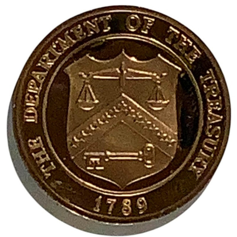 1982 Proof Set Bronze Coin, U.S. Eagle Seal and Reverse is Treasury Seal of 1789