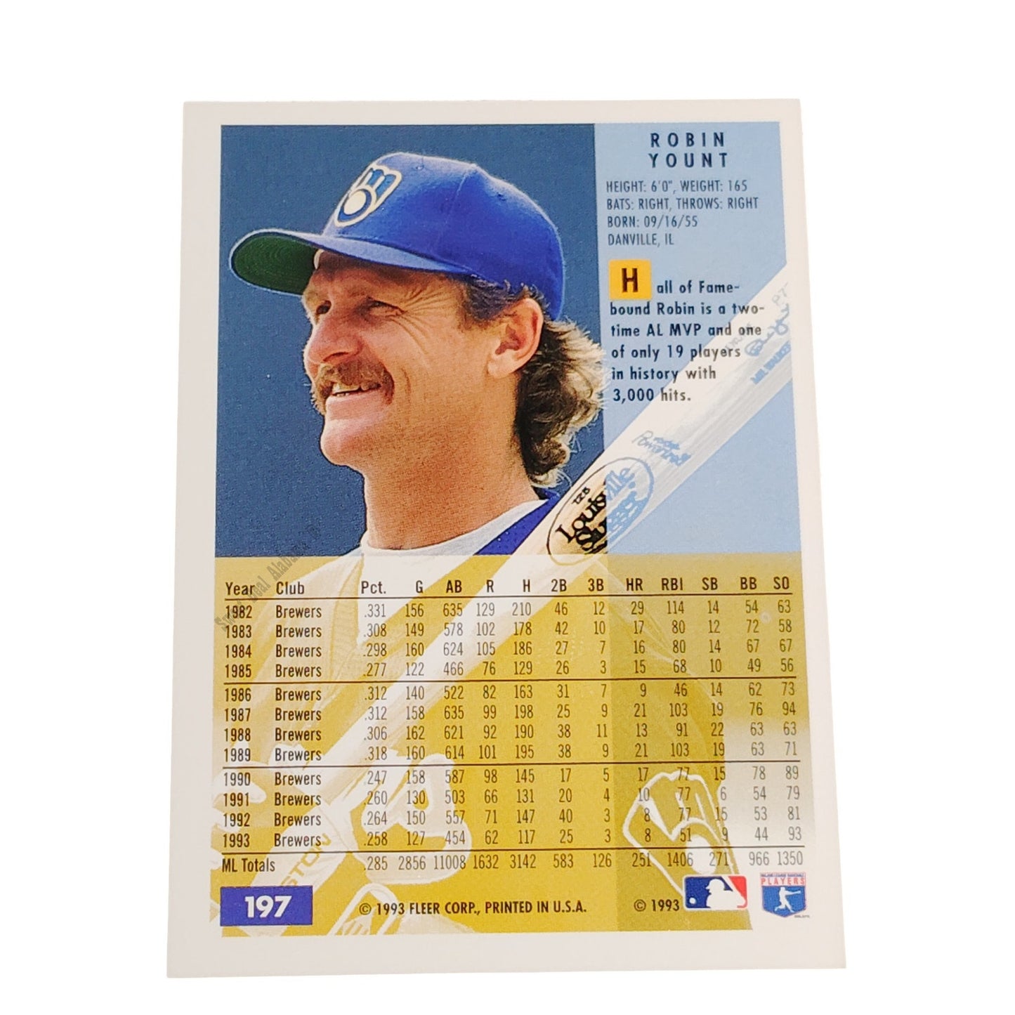Robin Yount, Milwaukee Brewers, #197, 1994 Fleer Baseball Collector's Card