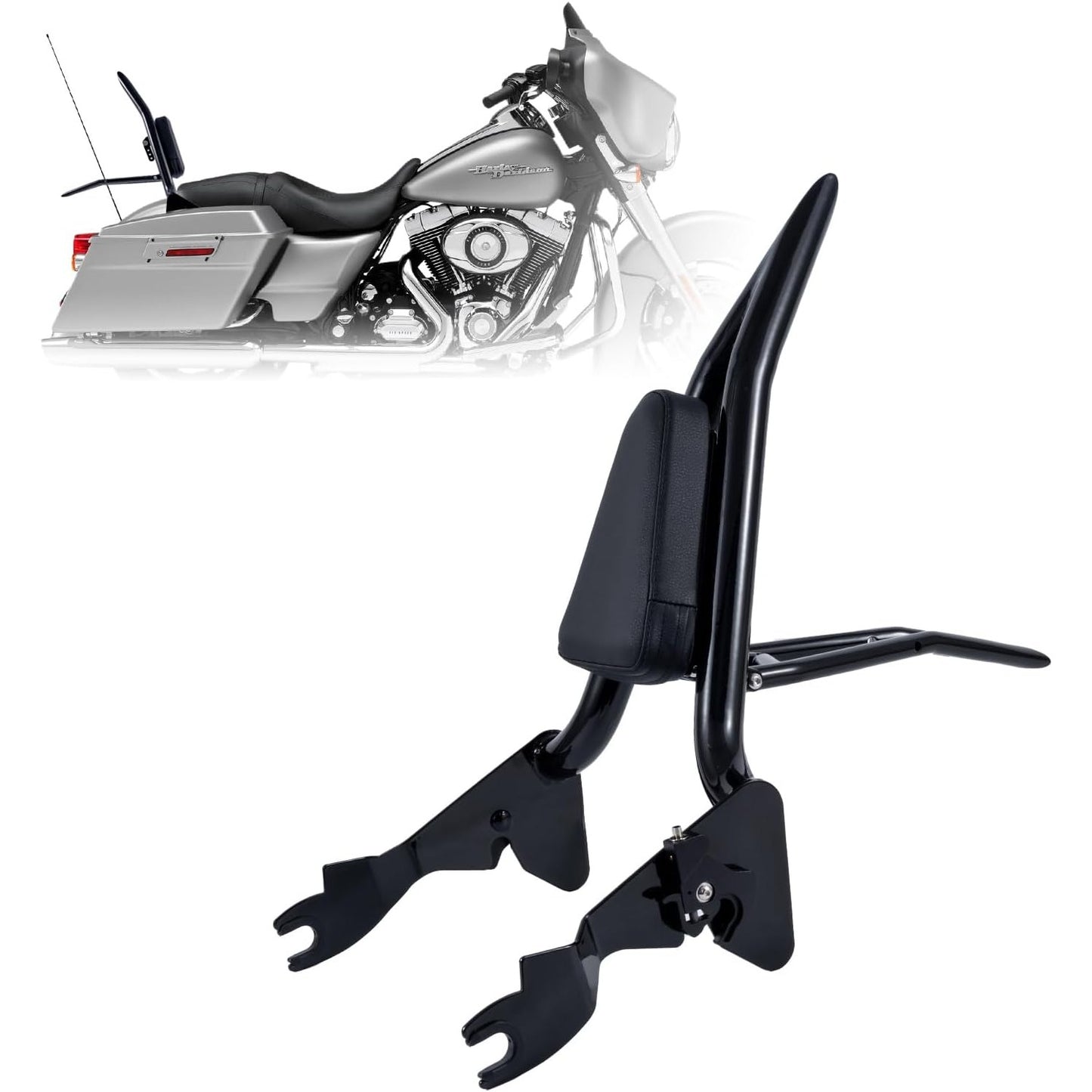 Sissy Bar Passenger Backrest, Fits Harley Touring Road King, Street/Road/Electra Glides (2009–2023)
