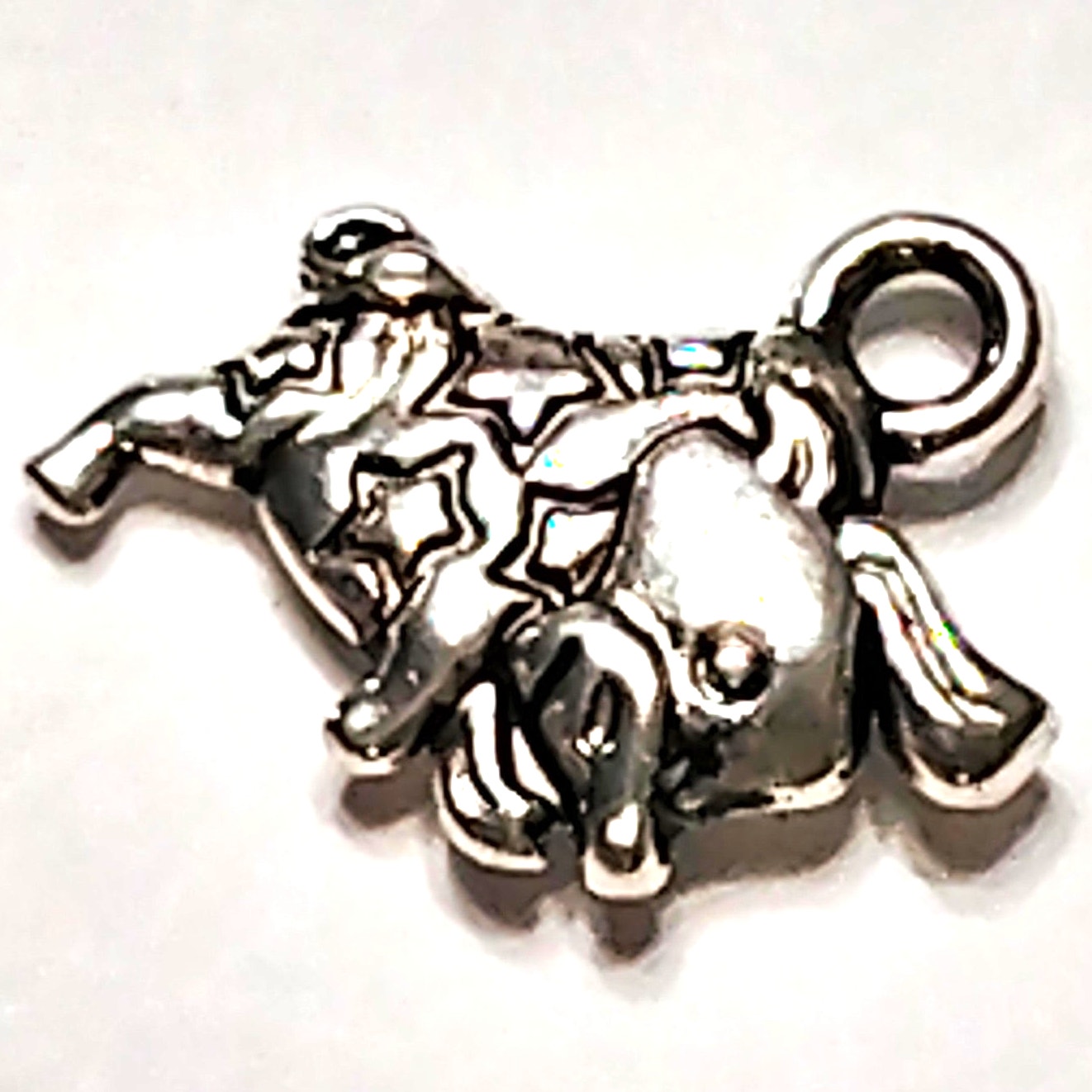 Taurus Zodiac Charm Patinated Silver-Tone Bull Design 1/2" Horoscope Pendant