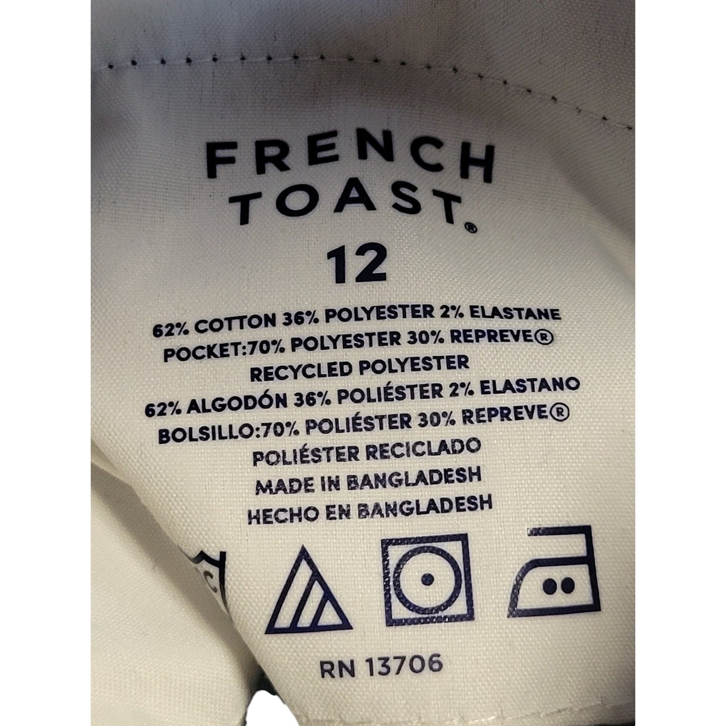 Girls French Toast, Adjustable Waist Twill Flat Front Pants, Black, 12