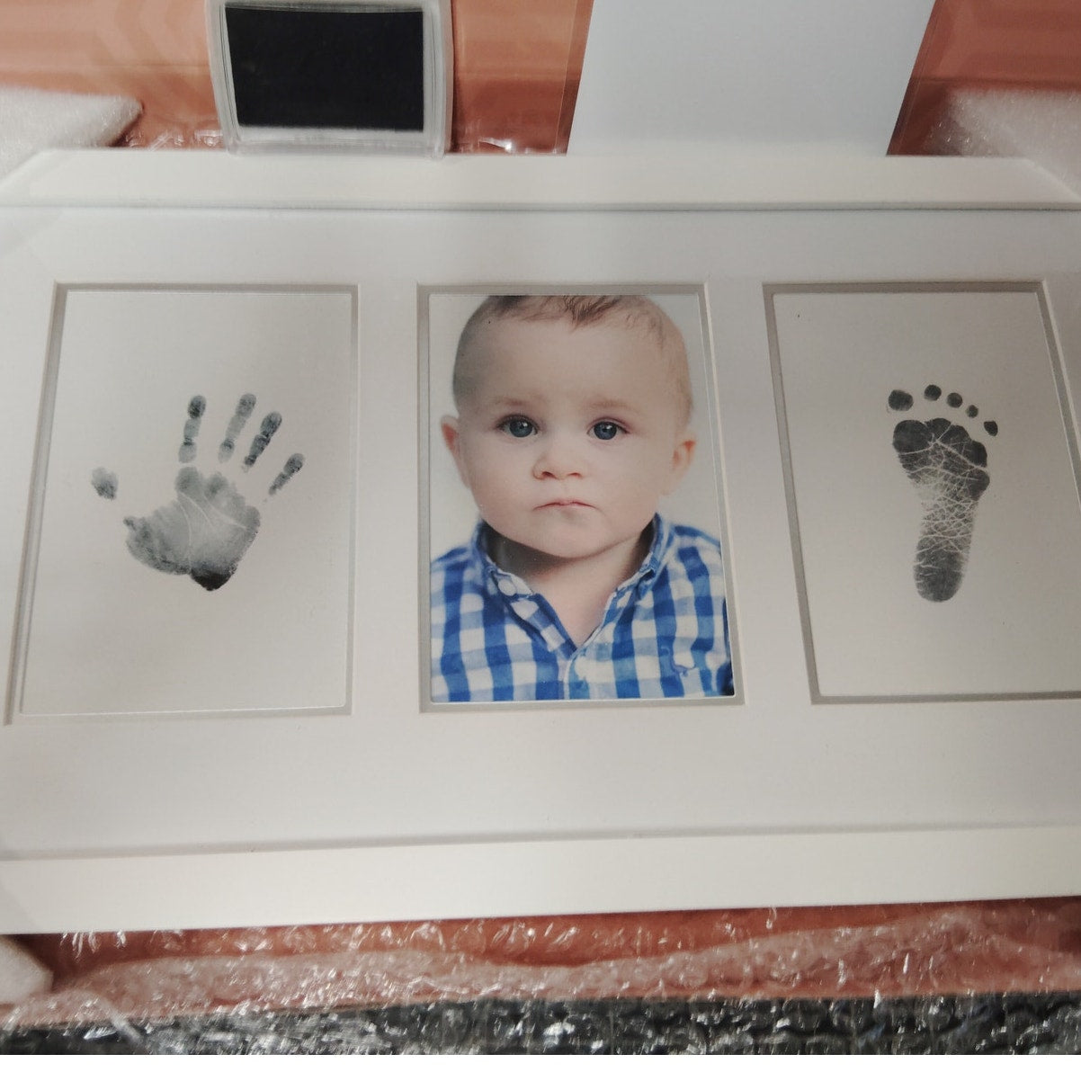 Little Hippo Ink Keepsake Frame Kit 2 Ink Print Openings & 1 Photo Opening White