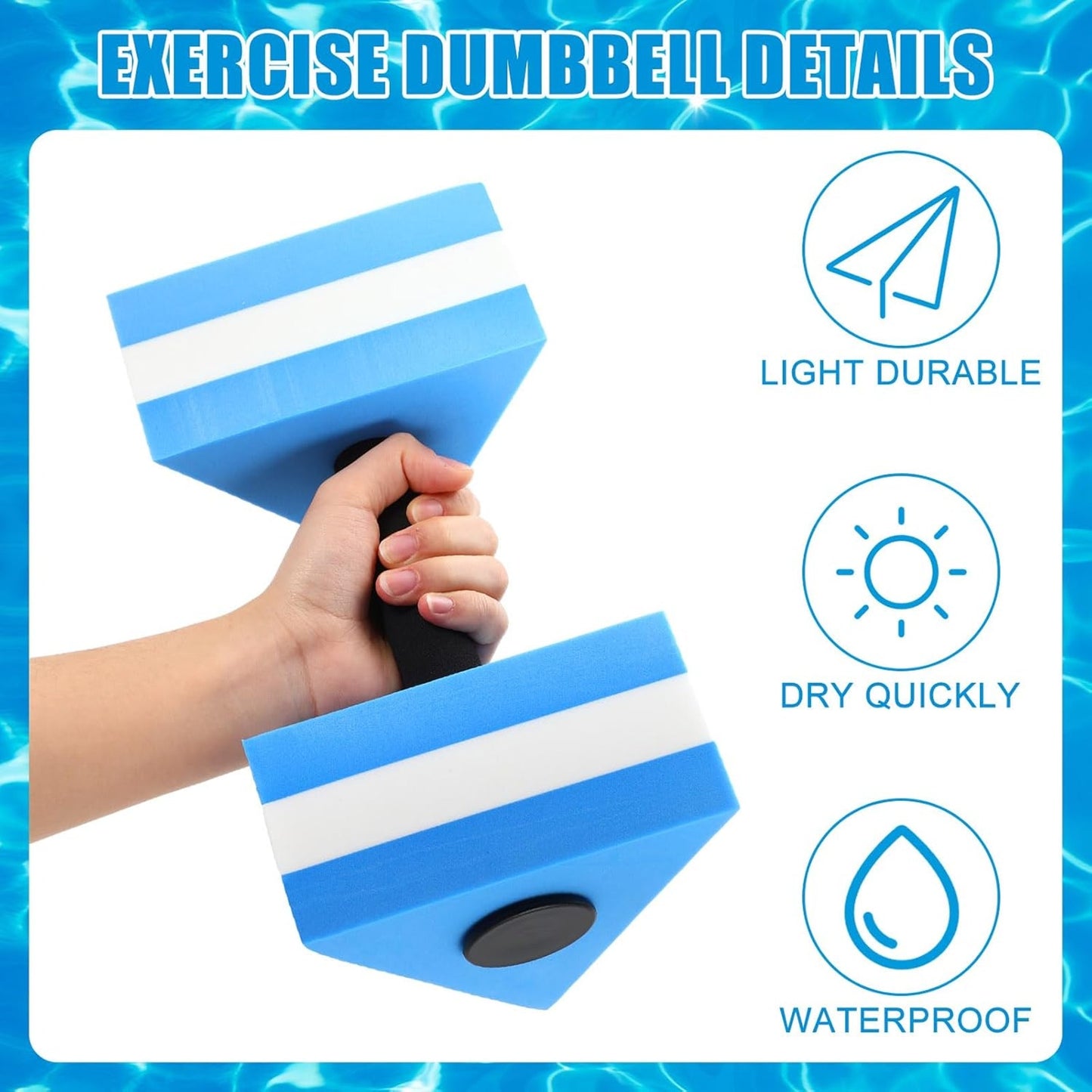 2 Pcs Triangular Water Dumbbells Foam Aqua Barbells Pool Exercise for Adults