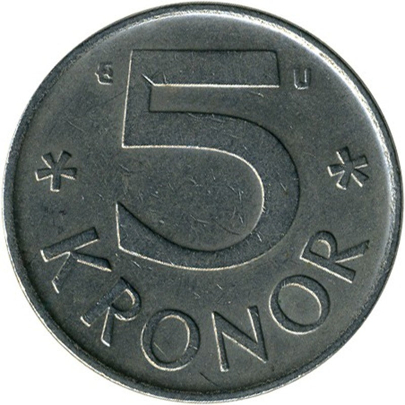 Sweden 5 kronor, 1978, Sveriges Riksbank, Monogram of King Carl XVI Gustaf