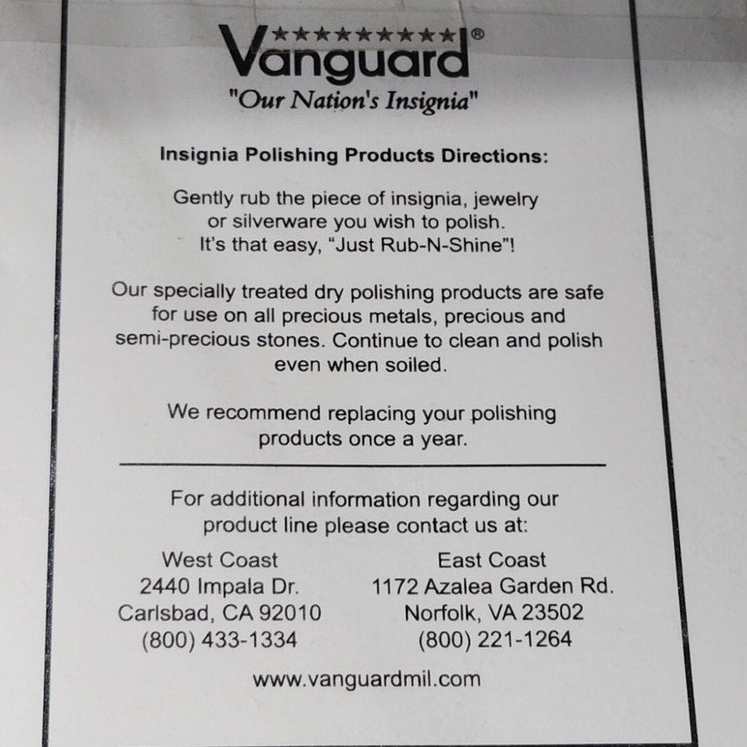 Insignia Polishing Cloth, Rub-N-Shine for Badges, Buckles, Medals & Other Metals