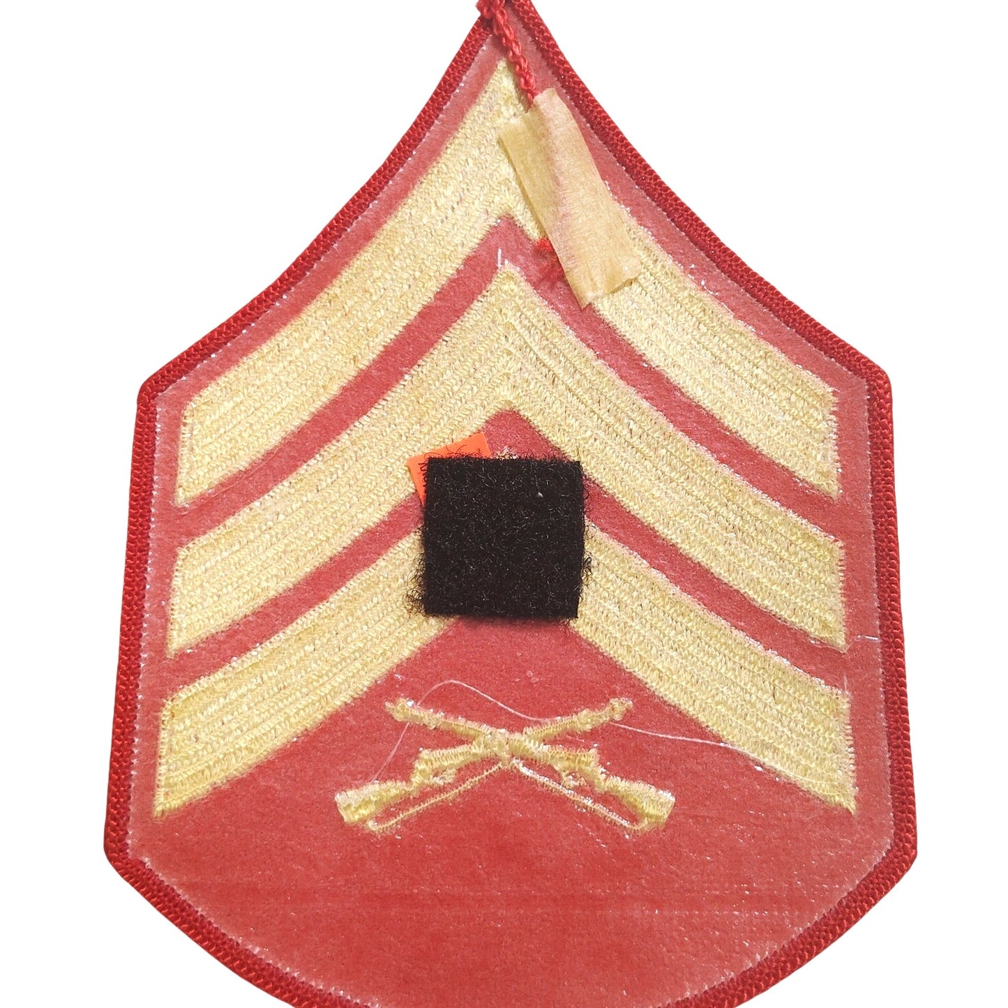 USMC Staff Sergeant E‑6 Gold‑on‑Red Patch, 5‑1/4" × 3‑5/8", Embroidered