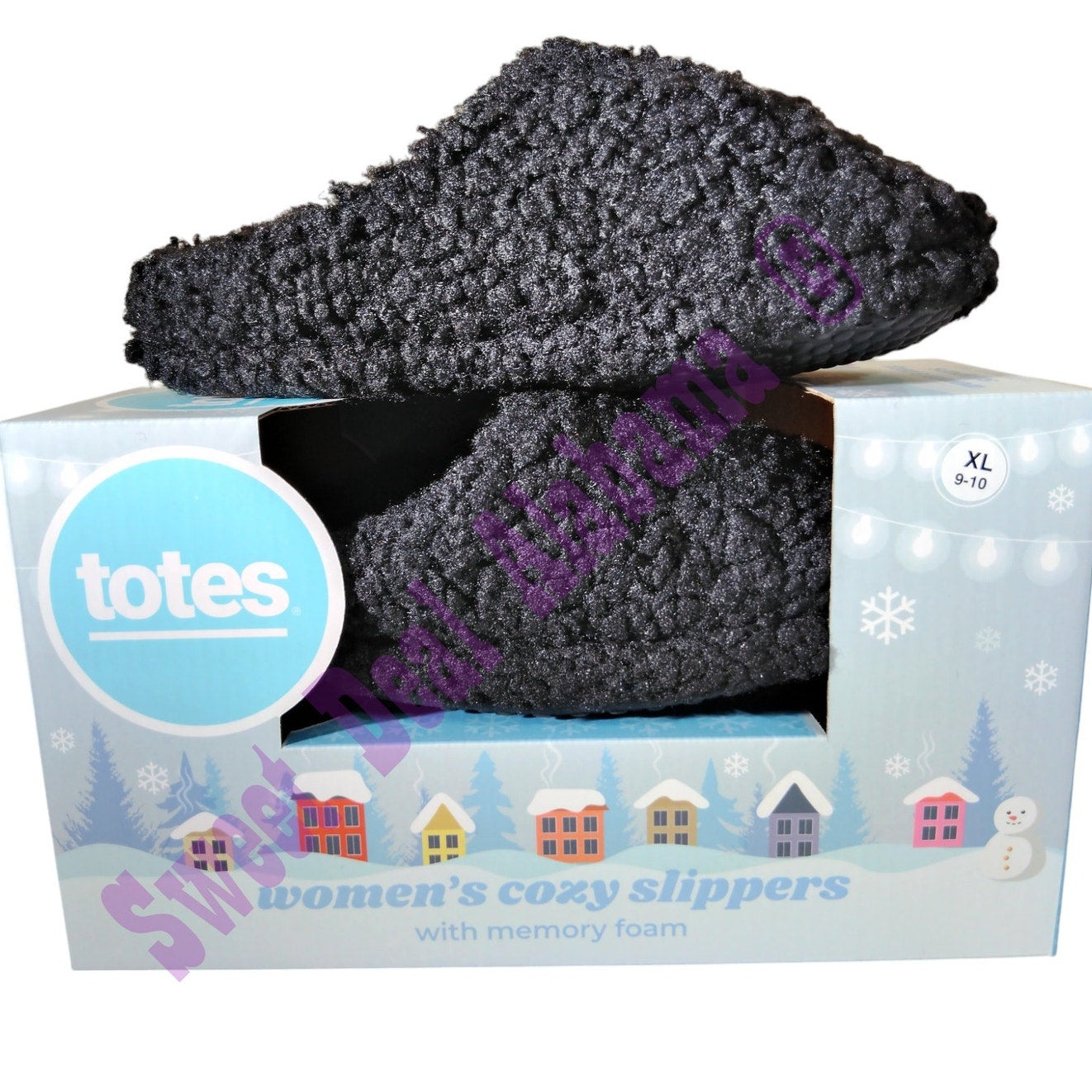 Totes Women's Cozy Slippers, Memory Foam Slippers, Size XL (9-10) , Black #34546