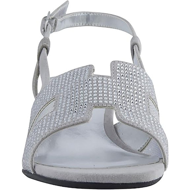 David Tate Women's Amber Block Cut-Out Heels, Silver Nova Suede, Size 8M