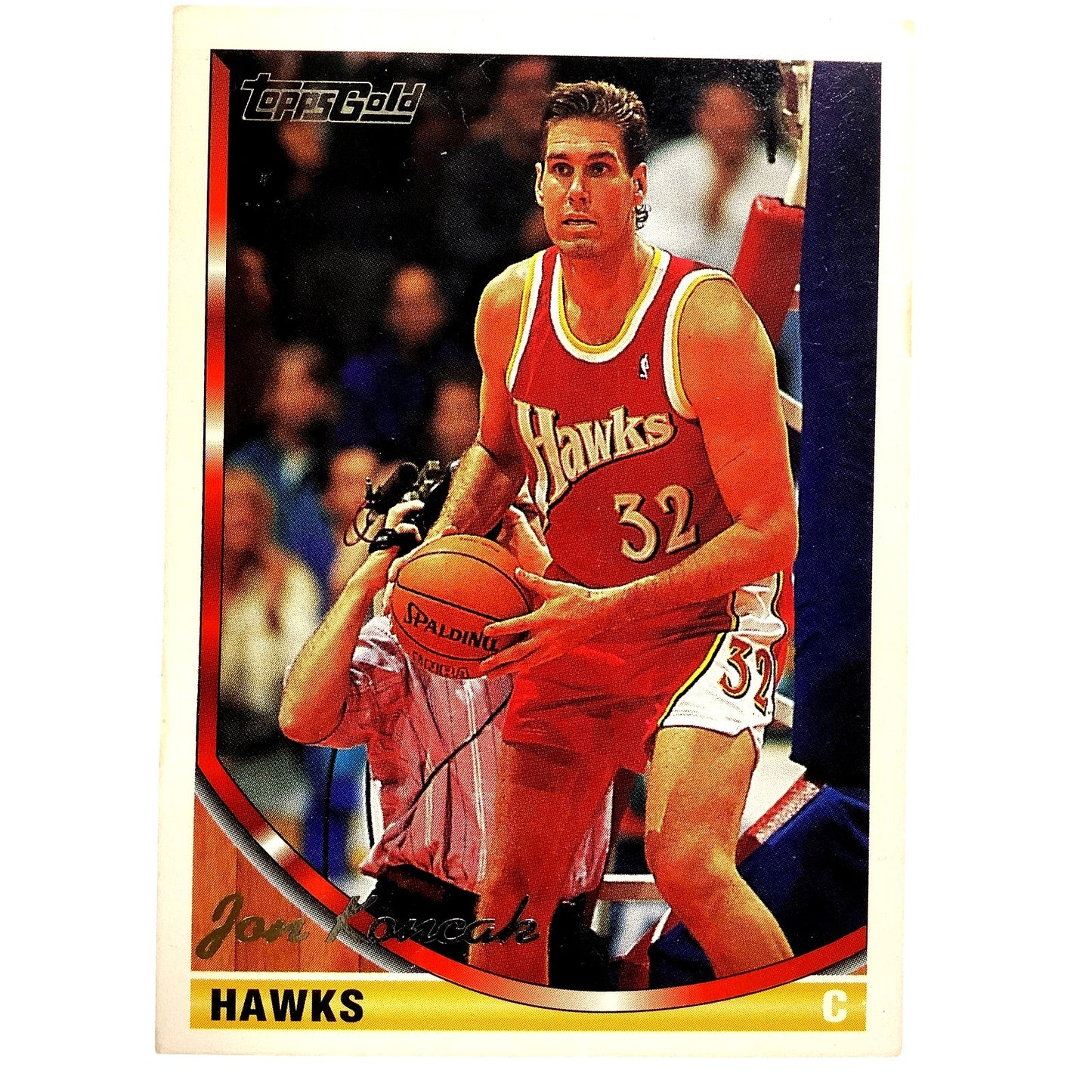 Jon Koncak, Atlanta Hawks, 1993 Topps GOLD Insert Collector's Card 42, EXC