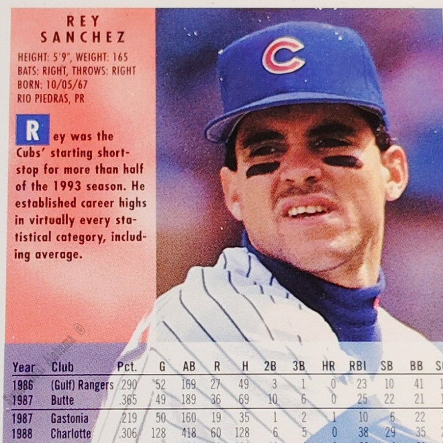 Rey Sanchez, Chicago Cubs, #395, 1994 Fleer Baseball Collector's Card