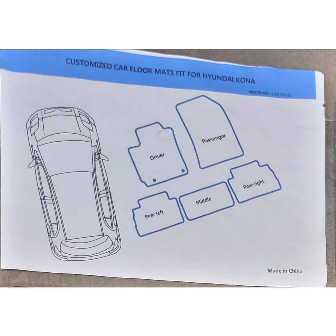 Mats – Fits Hyundai Kona 2018–2023 (Excl. EV), All-Weather F&R Liners, Black TPE