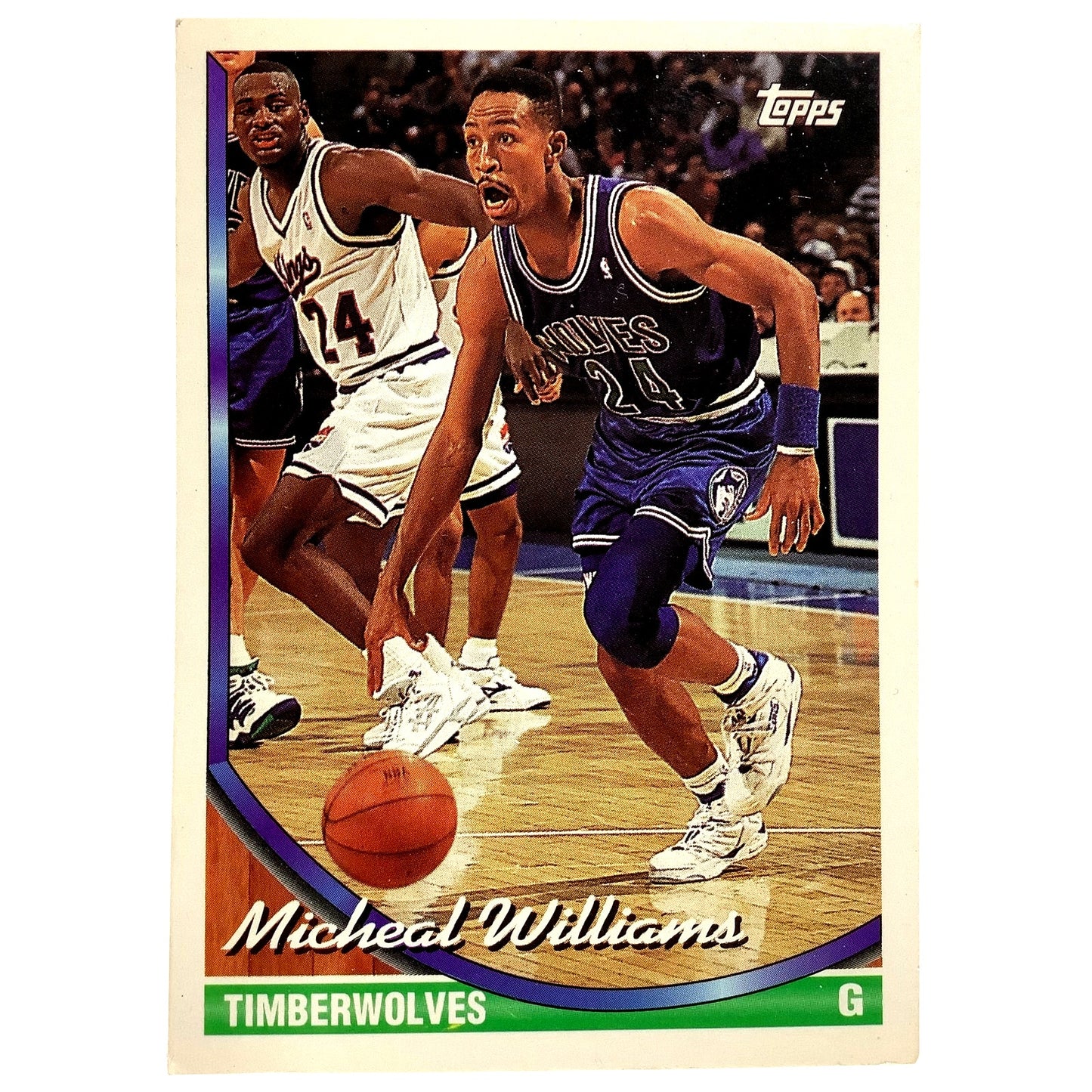 Michael Williams, Minnesota Timberwolves, 1993 Topps Collector's Card 39, EXC