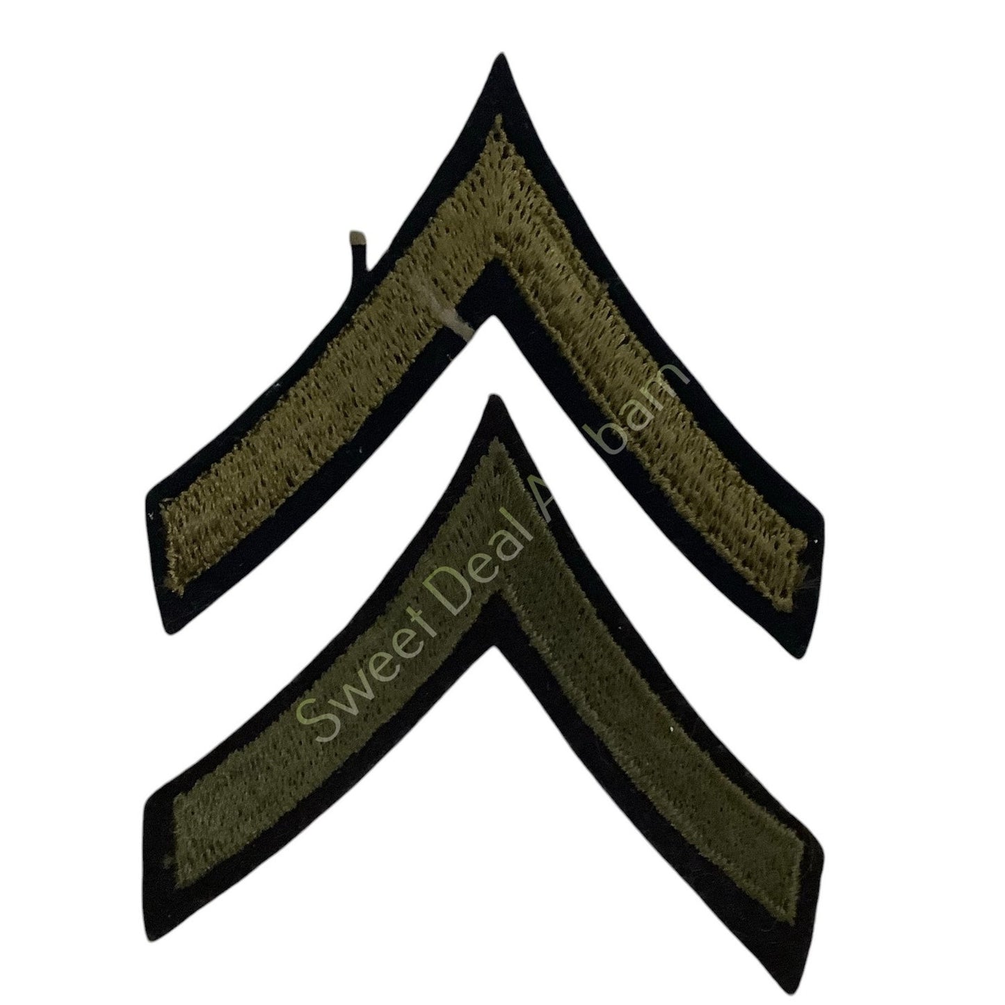 1 Set Embroidered Private 2nd Class (E-2) Sew-On Chevrons, 2.5"H x 3"W