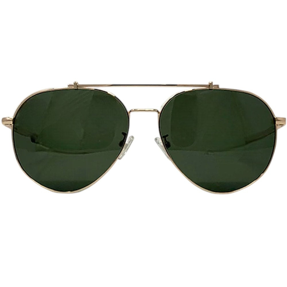 Vintage Aviator Sunglasses – Gold Frame with Hard Case & Faux Leather Cover