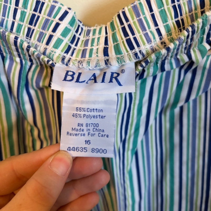 Women's Joanna & Blair 2-Piece Blue Tank Top & Striped Lounge Pants Set L/16