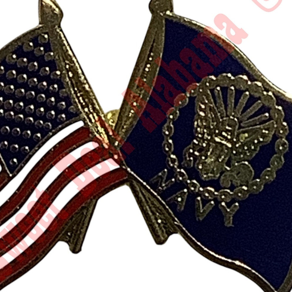 U.S. Flag and U.S. Navy Flag Hat, Lapel or Tie Tack Pin, 13/16"H x 1-1/8"W