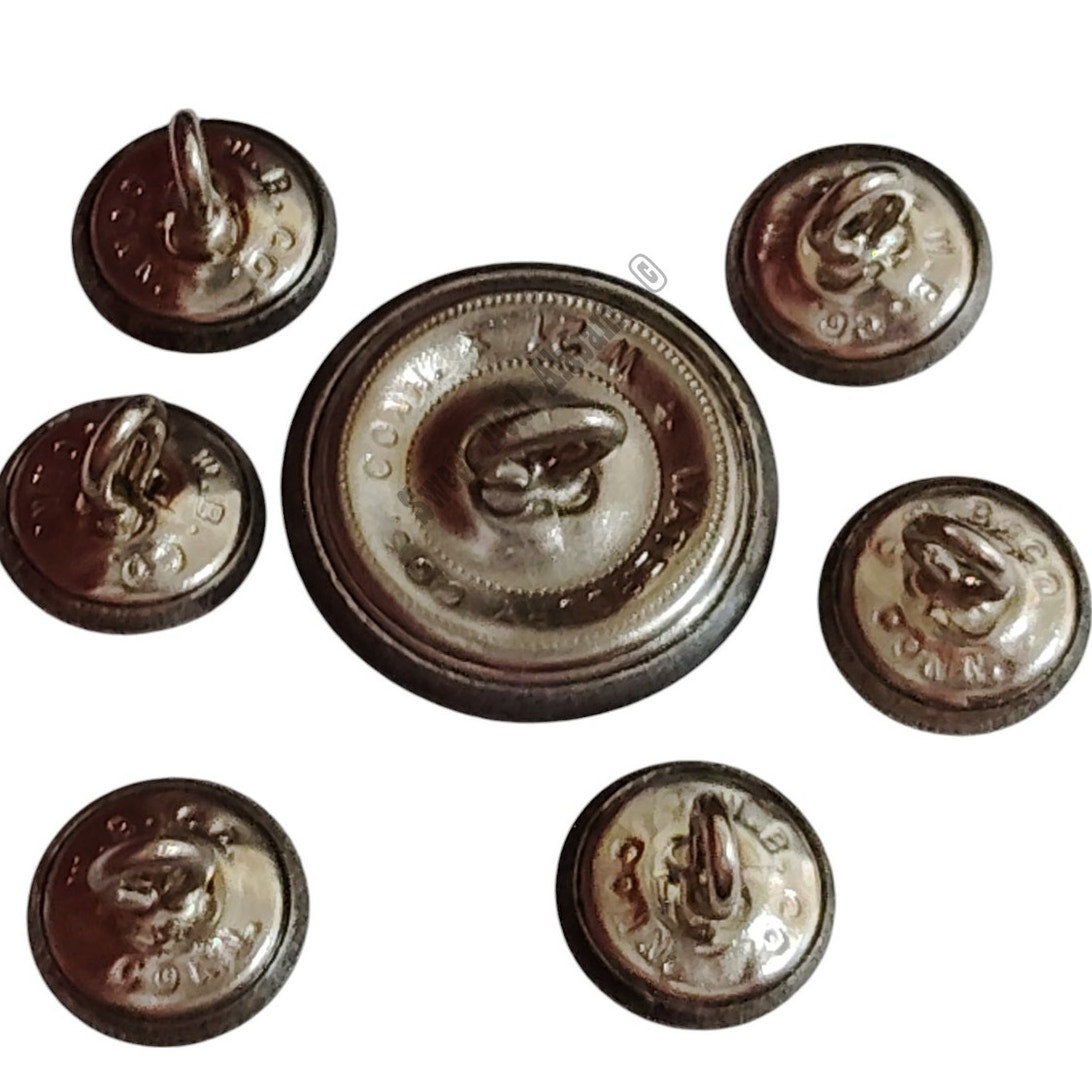 7 Civil Air Patrol Buttons, 1- 7/8" 35 Ligne, 6- 1/2" 20 Ligne, Patinated Silver