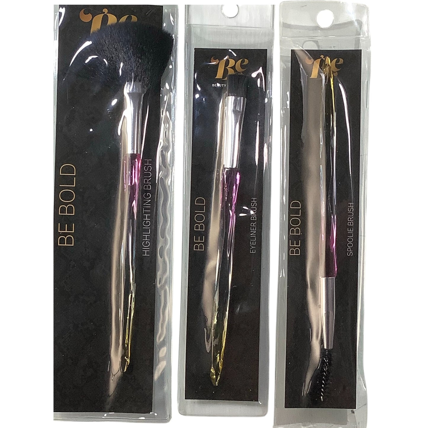3-PK Beauty Essentials Makeup Brushes- Highlighting, Eyeliner, & Spoolie Brushes