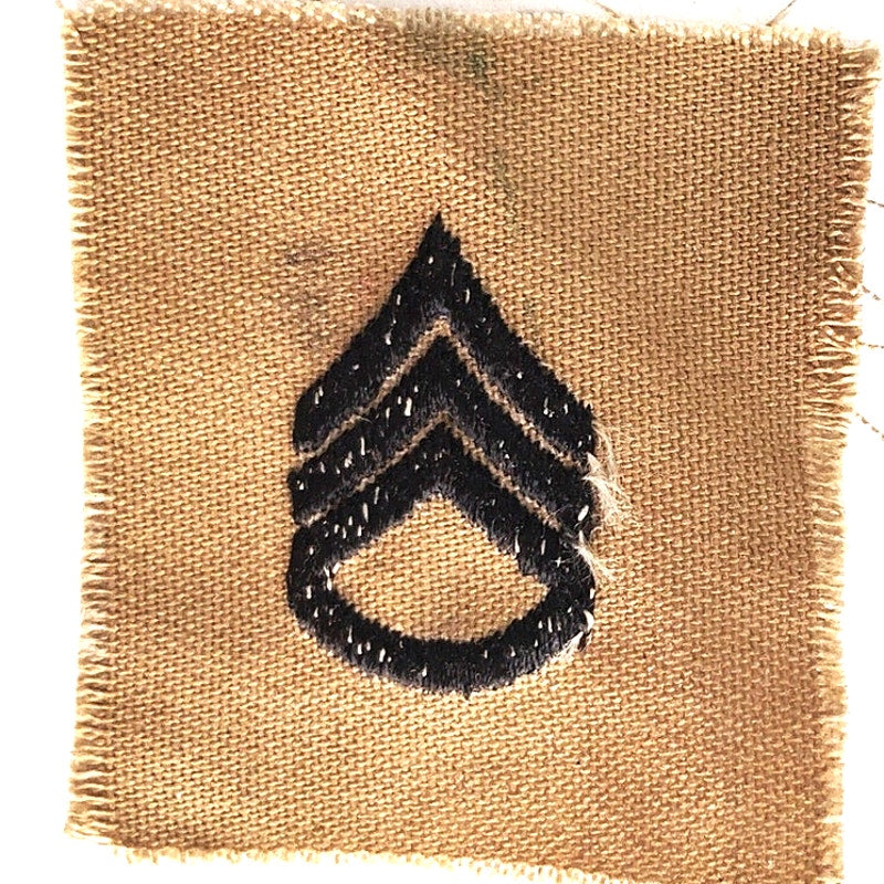 US Army Staff Sergeant E‑6 Embroidered Device OCP 2" × 2" Black on Khaki Sew‑On