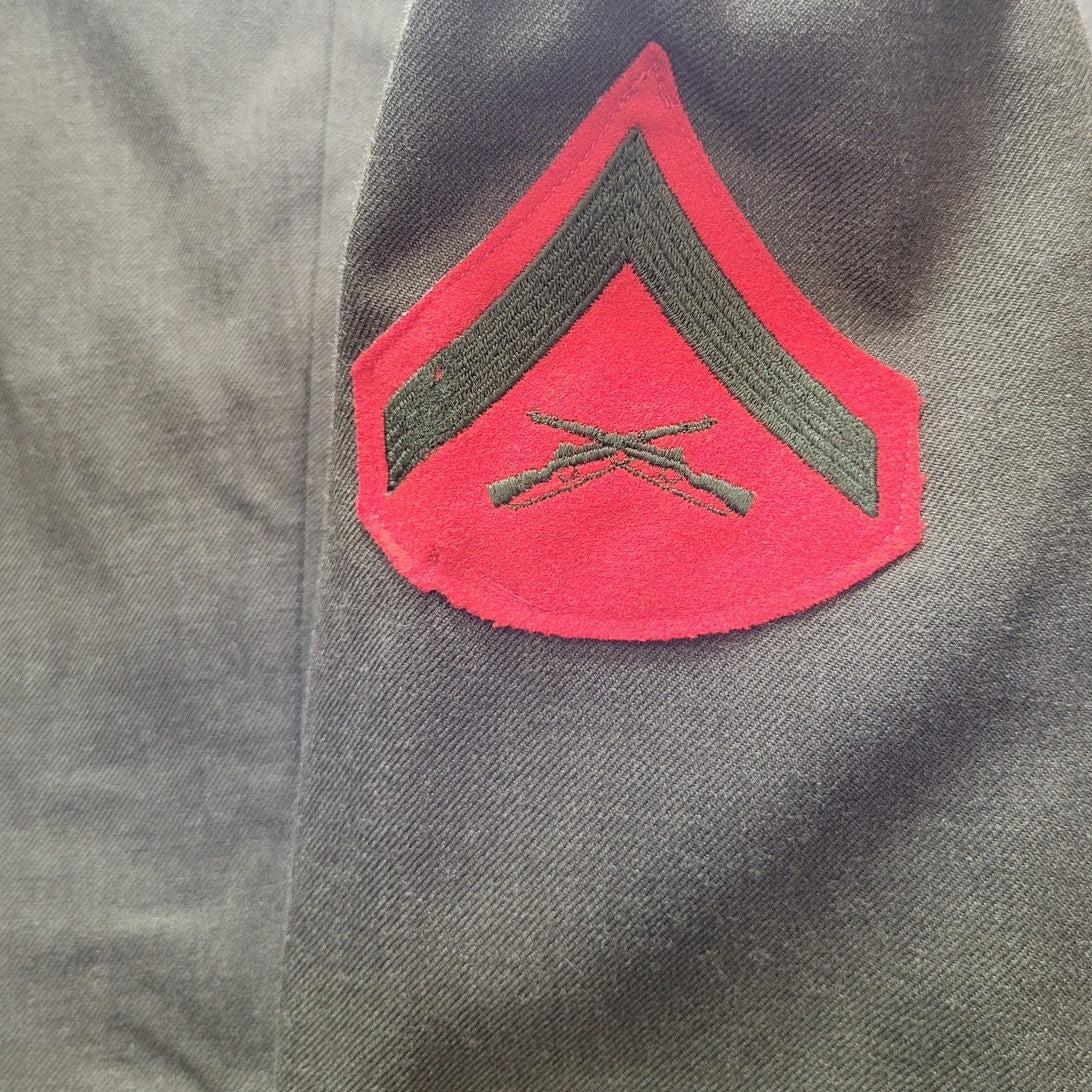 VTG 1969 USMC Dress Coat – Shade 2212 Green, 35S, 100% Wool, Bannecraft, E-3 Lance Corporal Patch