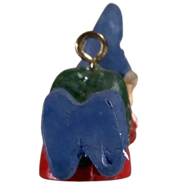 Vintage Miniature Wooden Gnome Figurine, Turned Ornament, 1-1/8"H x 1-1/2"L
