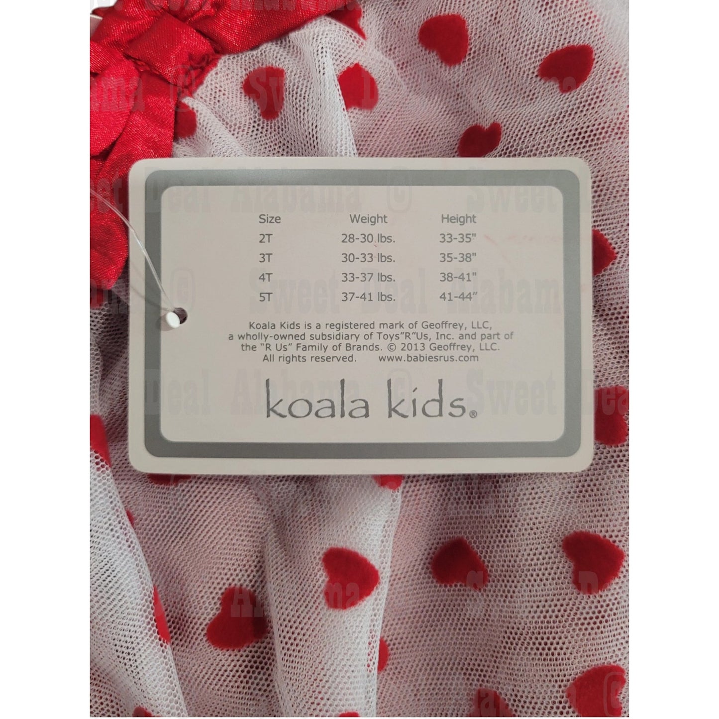 Koala Kids 18/24M 2T Satin/Mesh/Poly Knit Red Hearts Mesh Skirt 28-30LB 33-35"H