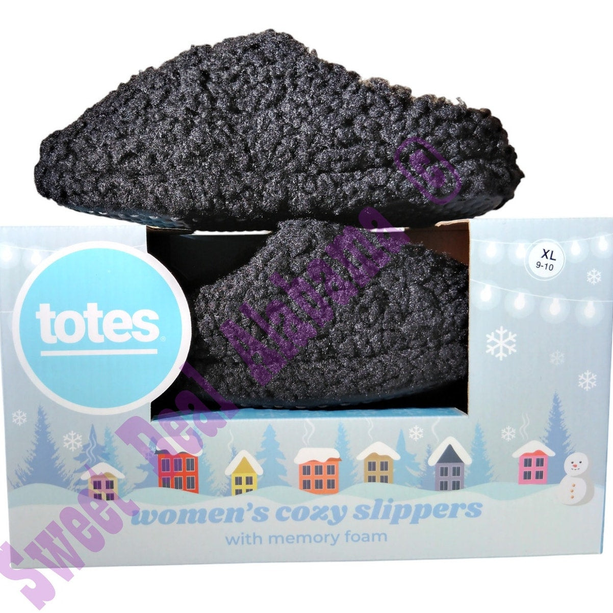 Totes Women's Cozy Slippers, Memory Foam Slippers, Size XL (9-10) , Black #34546