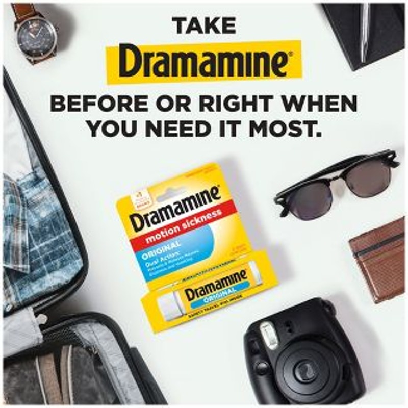 Dramamine Original Motion Sickness Relief for Nausea, Dizziness & Vomiting, 24CT