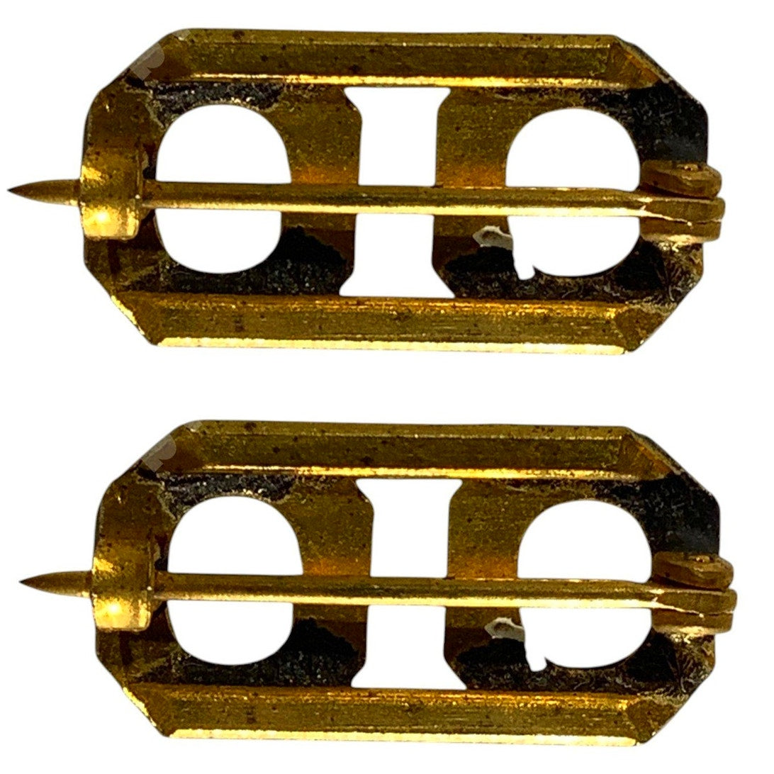 WWI Era Numeric "00", Brass Military C-Clasp Hat / Lapel / Collar Pins Set 3/8"H