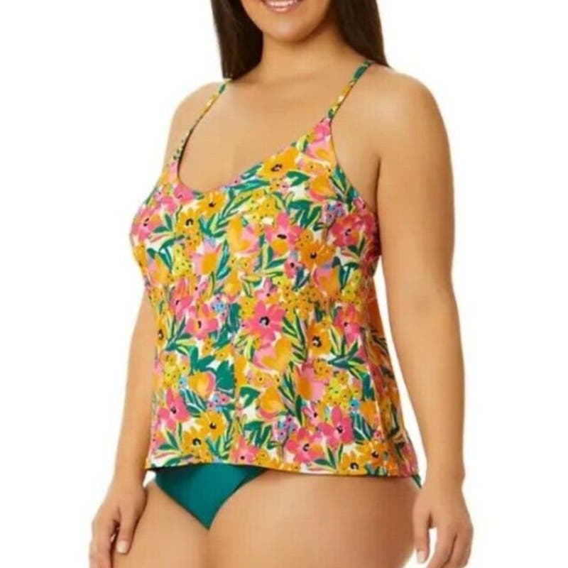 Anne Cole LTD Edition XS Swim Pullover Triangle Tankini Top (Sunshine Floral)