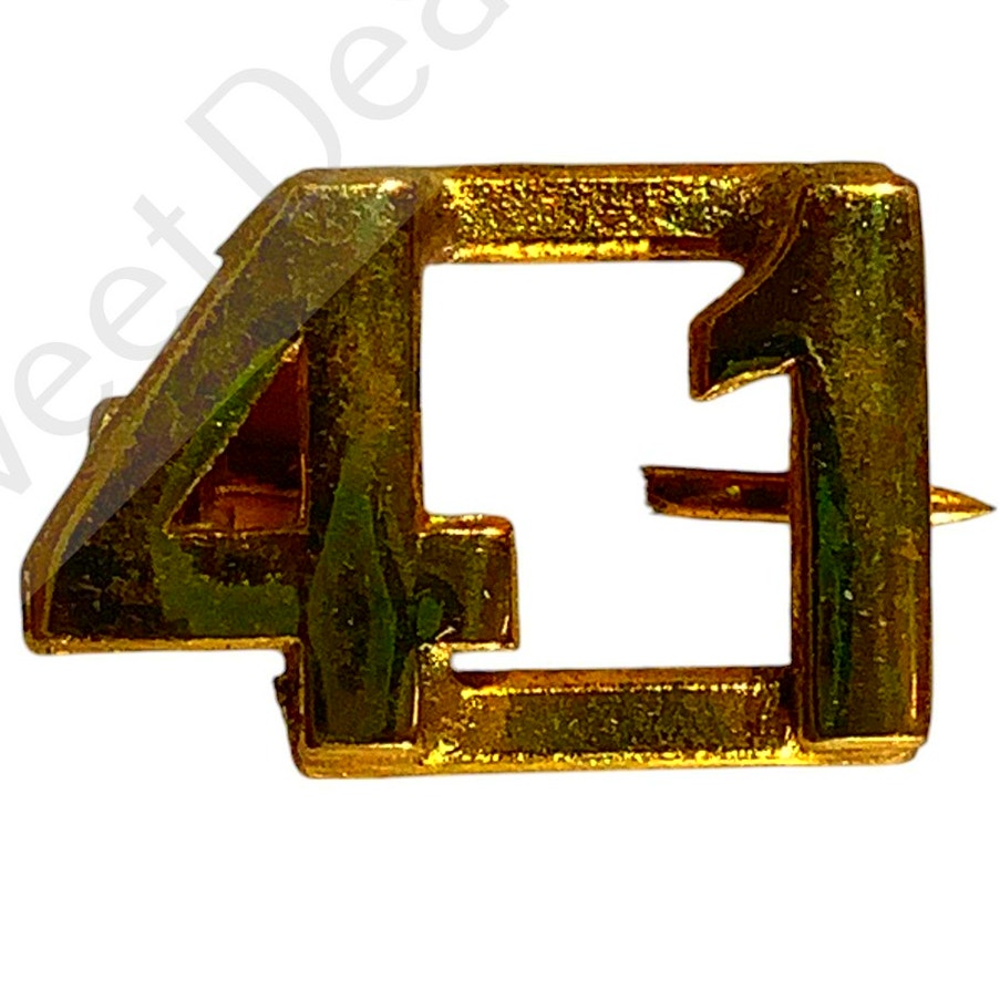 WWI Era Numeric "41", Brass Military C-Clasp Hat / Lapel / Collar Pins Set 3/8"H