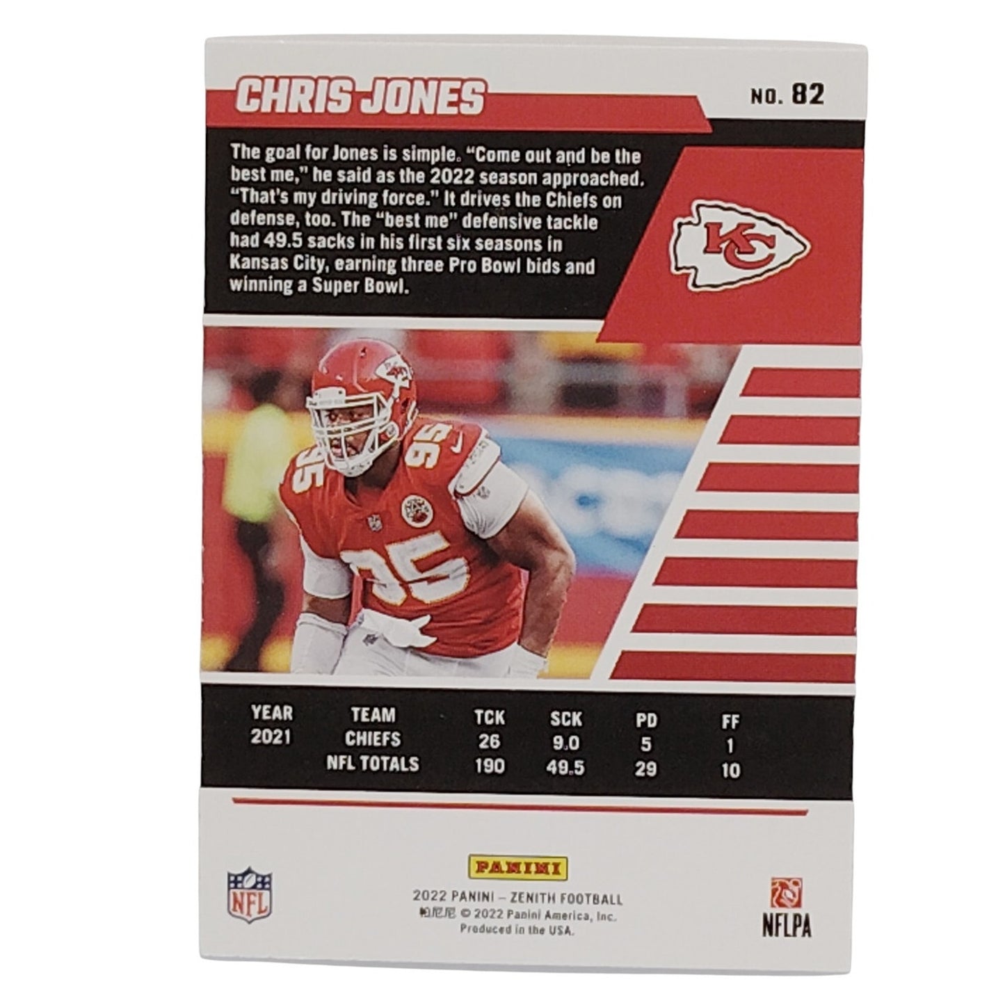 Chris Jones, Kansas City Chiefs, NFL 2022 Panini-Zenith Card 82, EX/NM