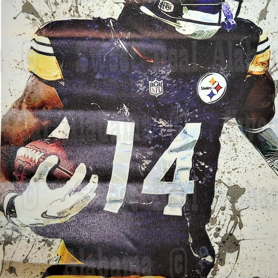 Pittsburgh Steelers #14 George Pickens – 12” x 18” Canvas Print – Unframed