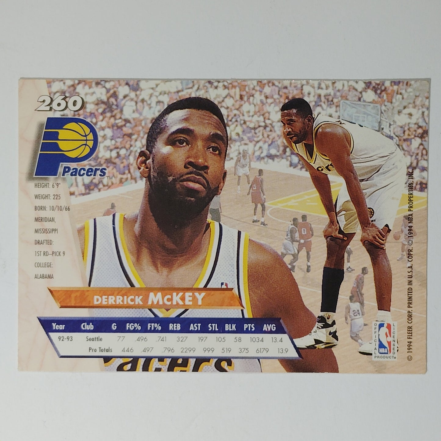 1993-94 Ultra Derrick McKey #260 Indiana Pacers Forward NBA Card