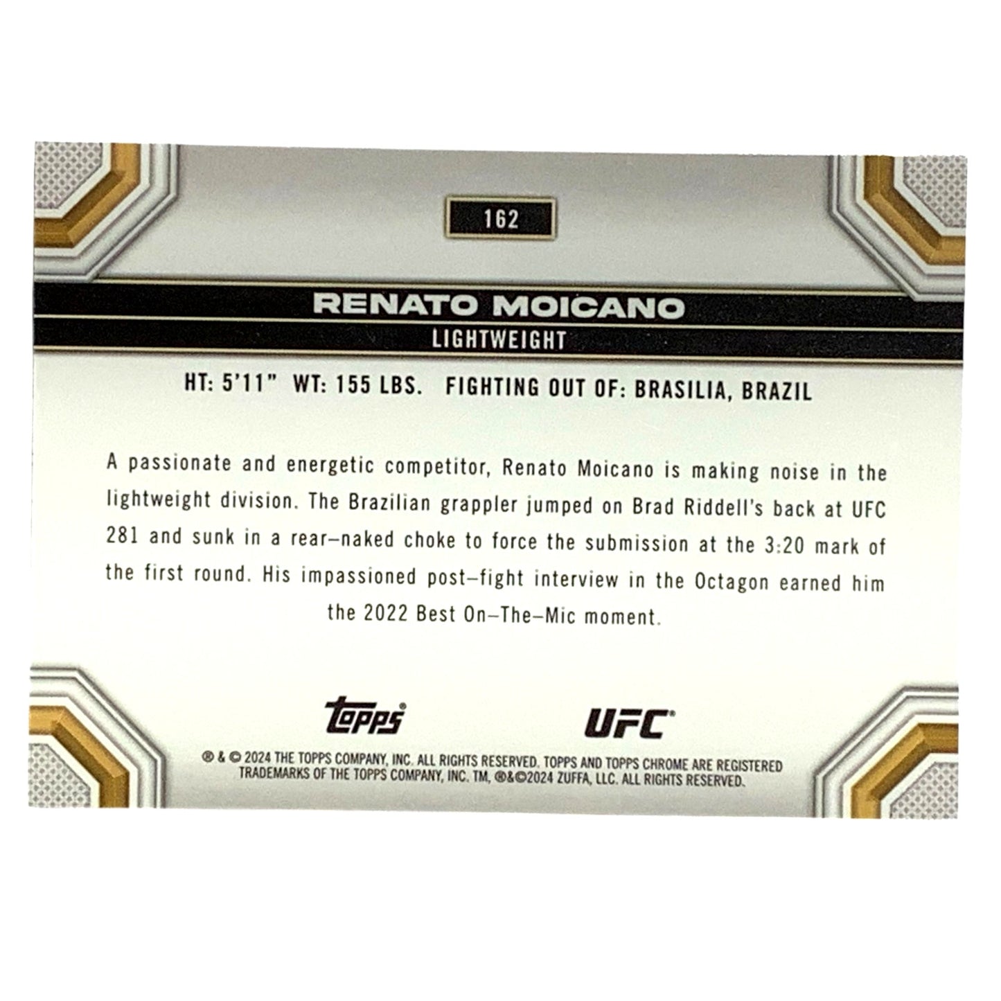 Renato Moicano, UFC Lightweight, Card 162, 2024 Topps Chrome UFC, NM+