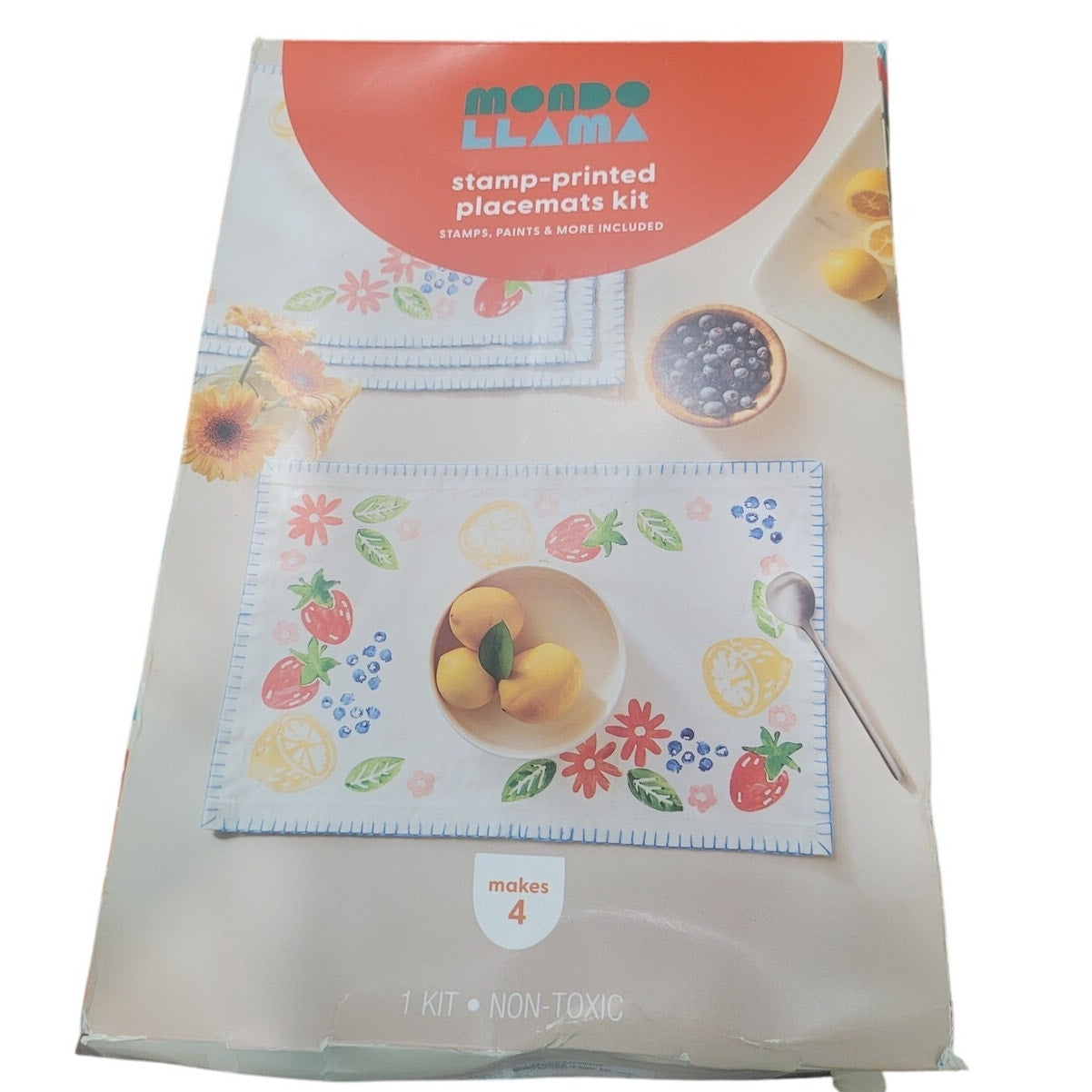 4ct Stamp-Printed Placemats Craft Kit – Mondo Llama – Fabric DIY Set