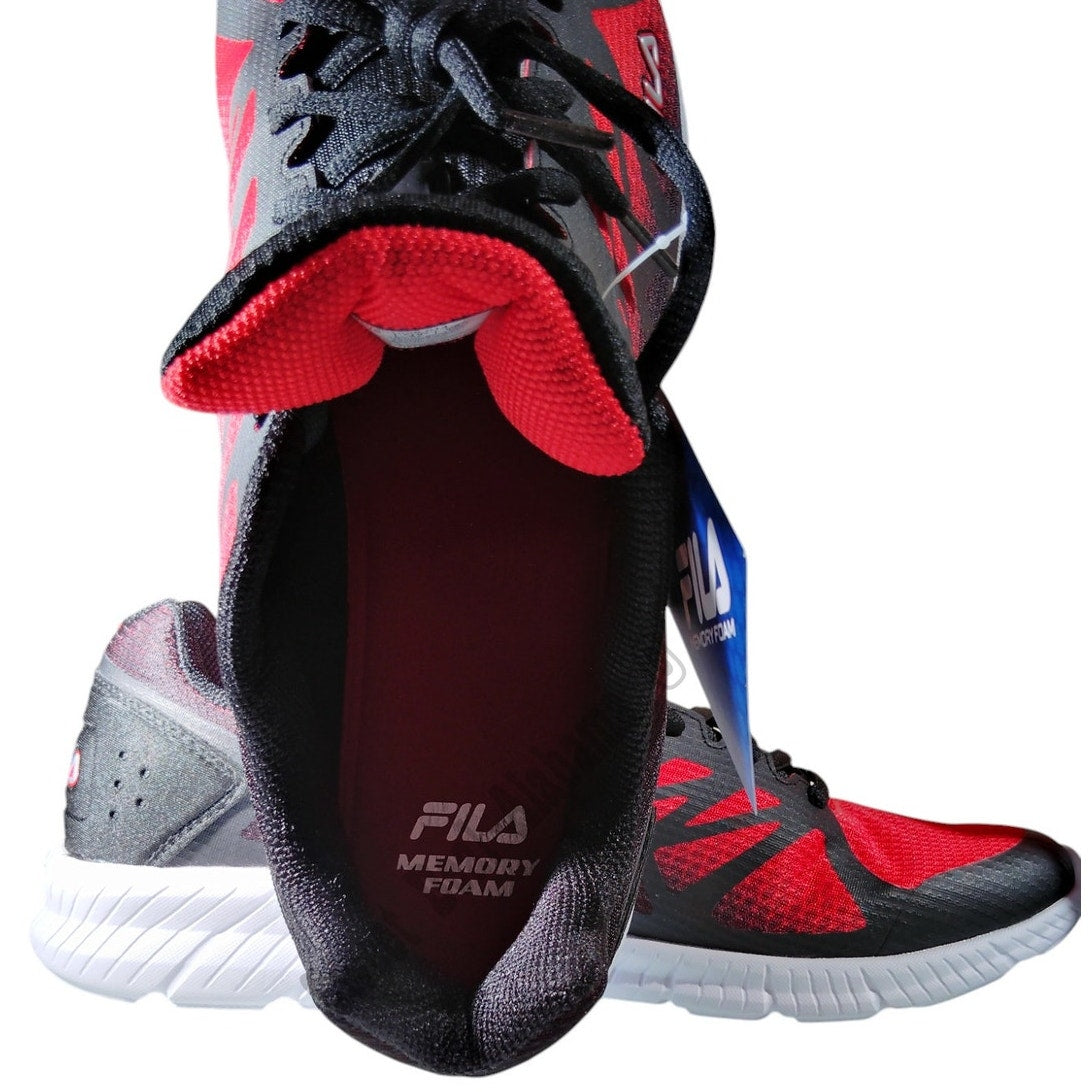FILA Fantom 6 Men's Running Shoes, Memory Foam, Size 8.5, Red/Black, NIB
