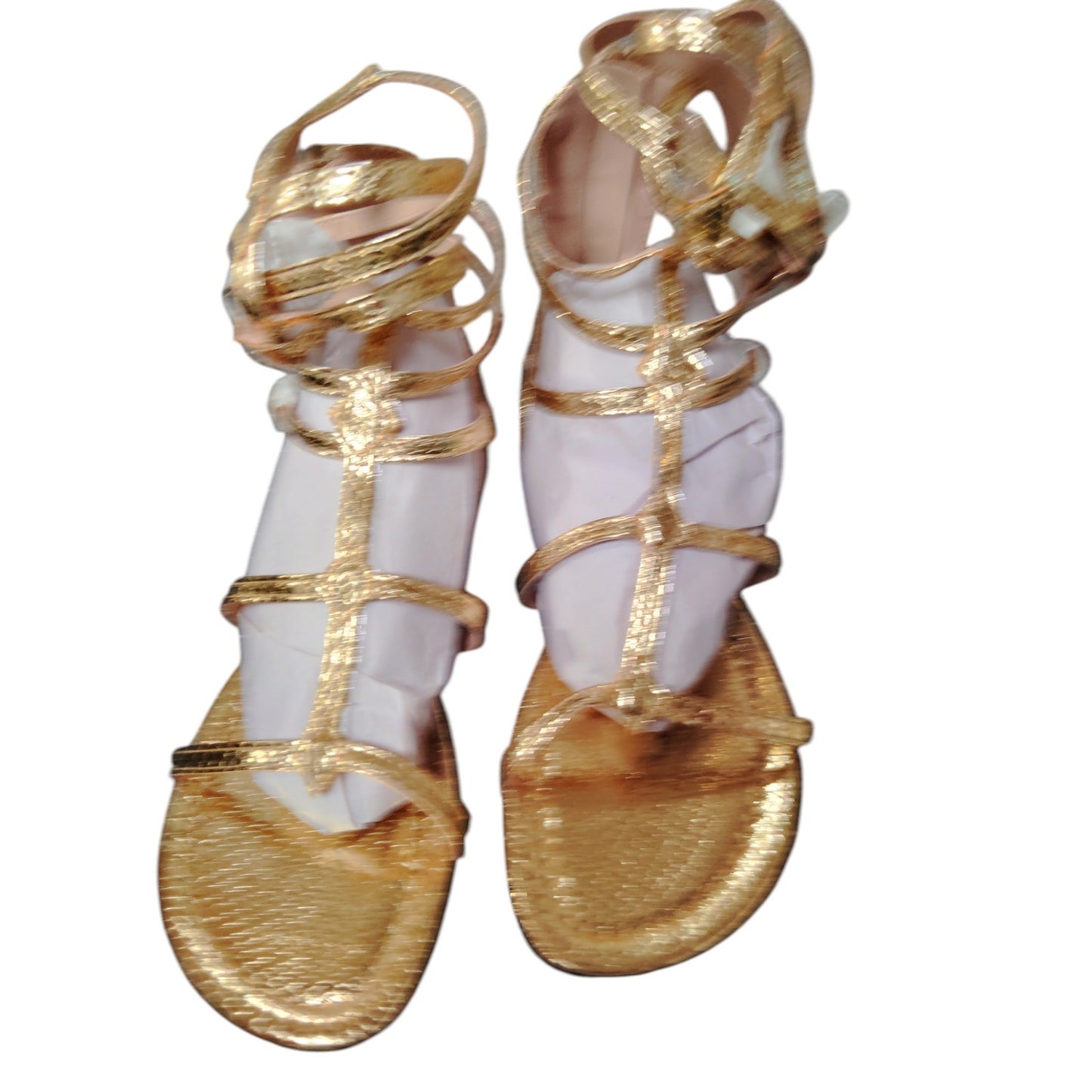 Ellie Shoes Women’s Gladiator Flat Sandal – Gold, Size 7, Style 015-ZENA