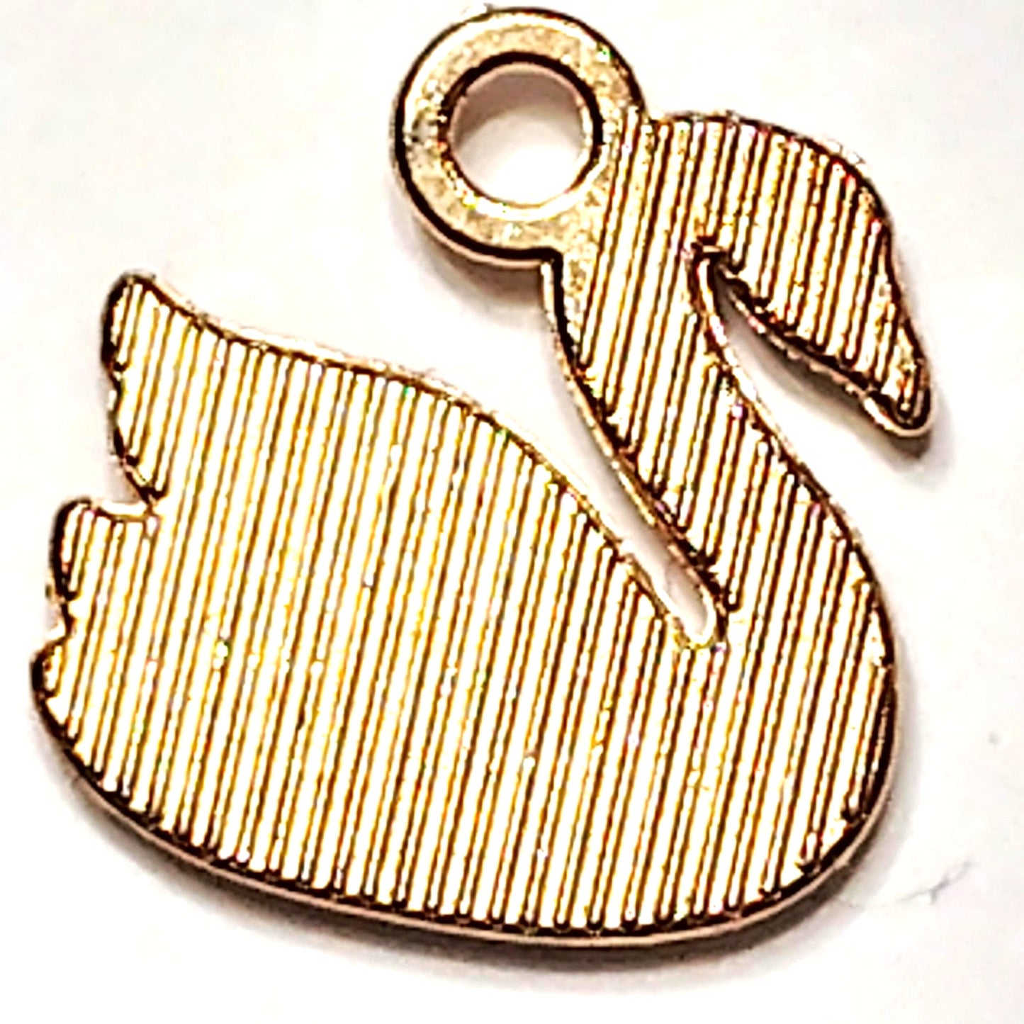 White Enamel Swan Charm Gold‑Tone Pendant 1/2" (14mm) Jewelry Making Accessories