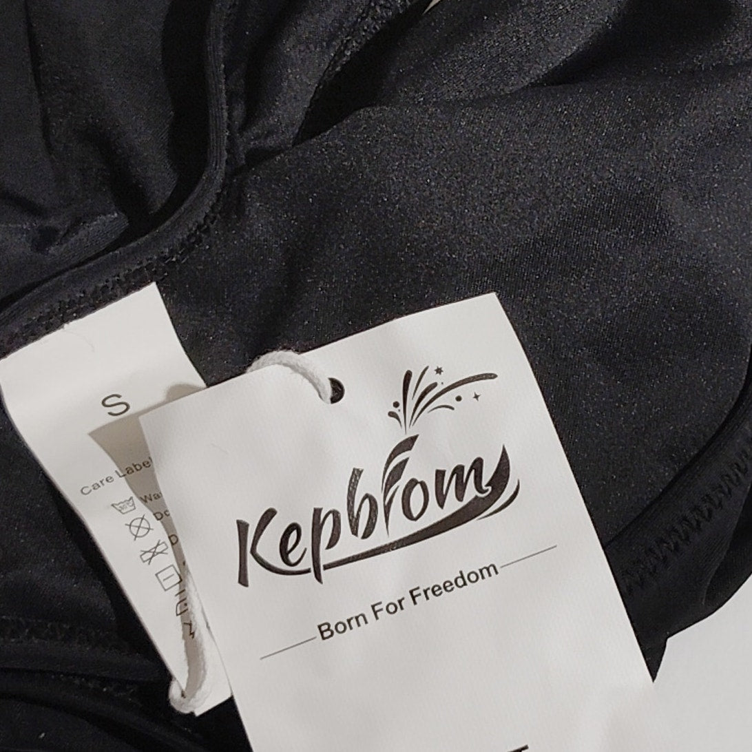 Kepblom High‑Waisted Bikini Bottoms – High‑Cut Cheeky – Black – Medium – NWT