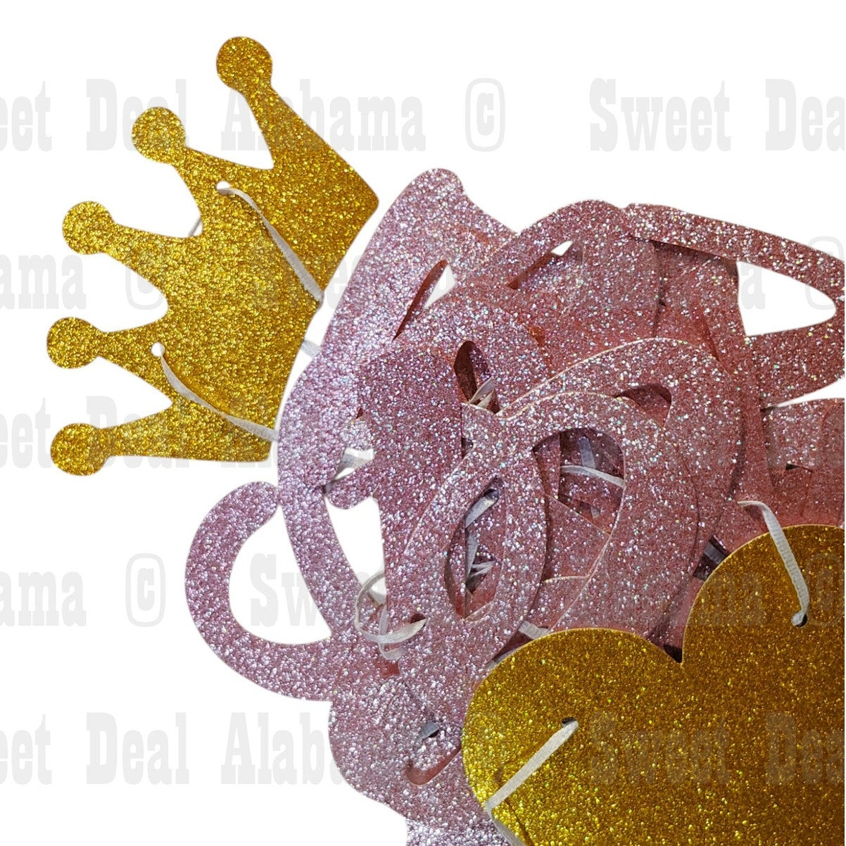 Party Banner "40 & Fu*ing Fabulous” Rose/Gold Glitter Paper Banner, Pre-Strung